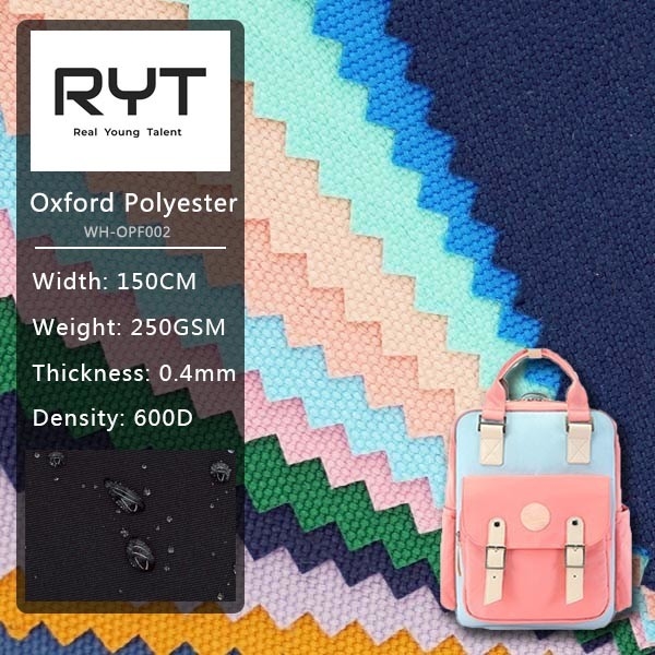 Durable Waterproof PU Coated 600D Poly Oxford Fabric Customized Woven