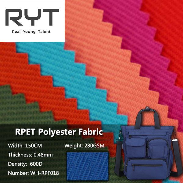 600D Twill PU RPET Recycled Polyester Low Carbon Materials For Luggage